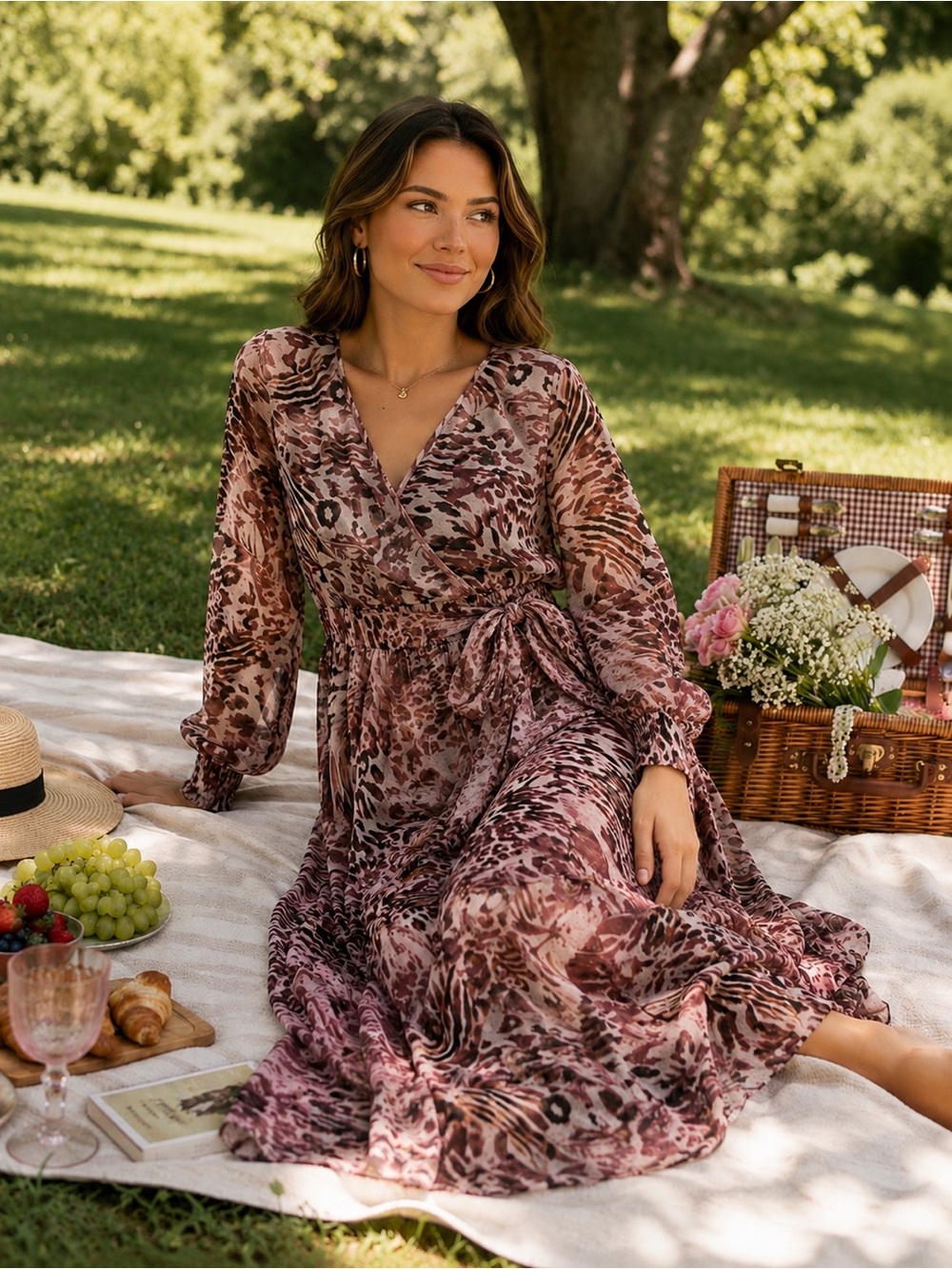 New Skyzone Exchange Animal Print Maxi Dress - Size Medium (Fits Up to Size 10)
